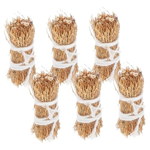 INOOMP 6 Stück Miniatur -Gras -Brennholz -Stapelmodell Partei schmücken Miniatur-Heuballen zur Dekoration Puppenhaus Heuhaufen Ornament Miniatur-Kunstheu Light Brown von INOOMP