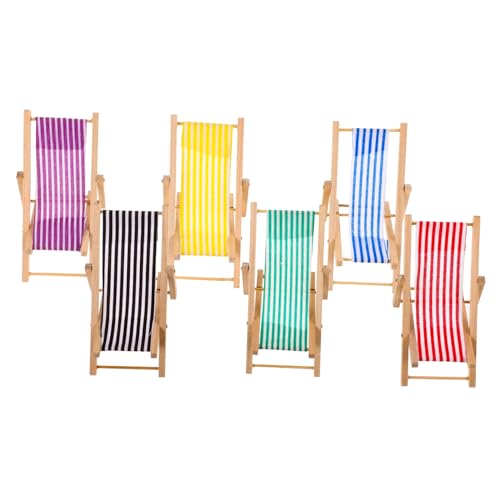 INOOMP 6 Stück Puppenhaus-Loungesessel bastelset bastelzeug für klappbare strandstühle Modellbau-Zubehör hühner Mini Strandstuhl simuliertes Strandkorbmodell Holz von INOOMP