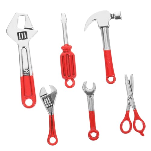 INOOMP 6 Stück Puppenwerkzeuge Miniatur Puppenhaus Mikro-Landschaftswerkzeug Mini-Hausreparaturwerkzeuge Mini-Wartungstool Reparaturwerkzeuge Mini Puppenreparaturwerkzeuge Legierung rot von INOOMP