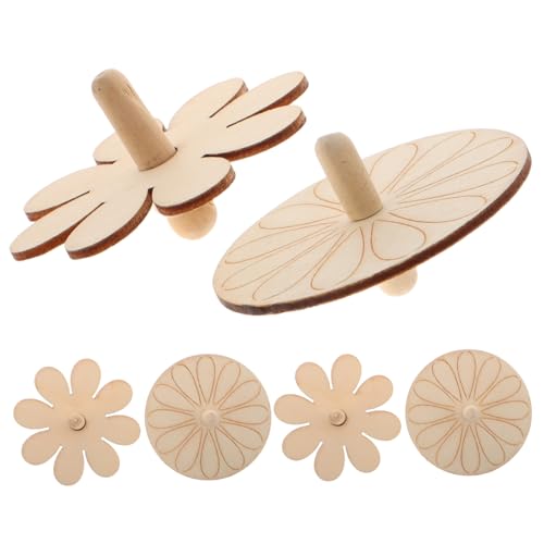 INOOMP 6 Stück Weiße Holzplatte DIY Unfertige Oberteile Unfertiges Holzhandwerk Aus Holz Handgefertigte Kreisel DIY -Handwerk Kreisel Selber Machen Hölzern Beige von INOOMP