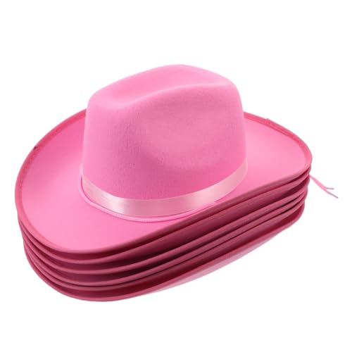 INOOMP 6-teiliger Western-cowgirlhut: Rosa Cowboyhut Mit Schleifenverzierung – Party-accessoires Zum Anziehen – Urlaubskostüme Cowgirl-kappe INOOMP 6-teiliger Western-cowgirlhut: Rosa Cowboyhut Mit Schleifenverzierung – Party-accessoires Zum Anziehen – Urlaubskostüme Cowgirl-kappe von INOOMP