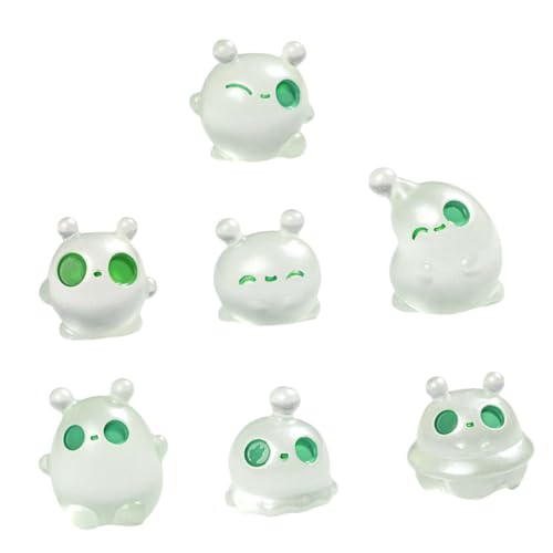 INOOMP 7 Stück Mini Alien Weltraum-Party-Dekorationen außerirdisches Zubehör leuchtende kleine Miniaturfiguren Miniatur -Ornamente Außerirdisches für Harz von INOOMP