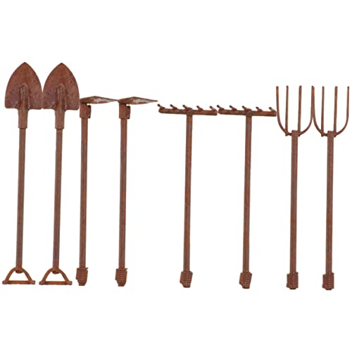 INOOMP 8 Stück Retro -mini -Werkzeuge Gartenarbeit Gartengeräte Feengarten Zubehör Miniaturgartenzubehör Nivellierung Zubehör Für Den Miniatur-feengarten Brown Eisen von INOOMP