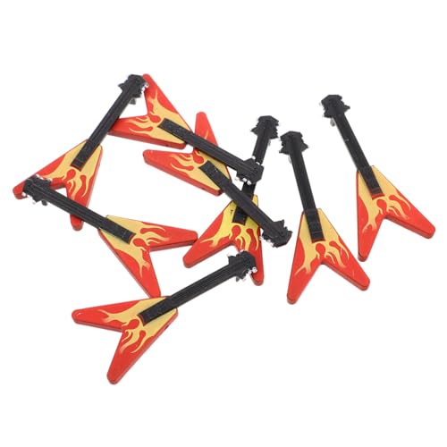 INOOMP 8 Stück Simuliertes Gitarrenmodell Mini-e-Gitarre Prop-Gitarre Gitarren-Instrument-Modell Miniatur-Musikinstrument Miniatur Gitarre Puppenhaus-e-Gitarre Miniatur-e-Gitarre Plastik von INOOMP
