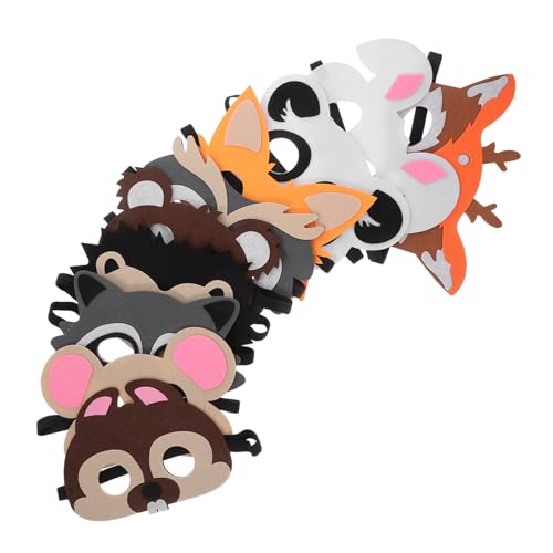INOOMP 8 Stück Teiliges Tiermasken aus Filz für Cartoon Party Dekorationen für Halloween mit Giraffe Kaninchen Panda und Lustige und Praktische Masken für Partys von INOOMP