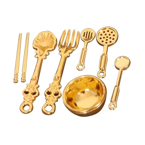 INOOMP 8 Teiliges Puppenhaus Miniatur Küchenset Aus Metall Miniatur Backset Inklusive Mini Essstäbchen Mini Schüssel Und Löffel Für Puppenhaus Party Dekorationszubehör Golden INOOMP 8 Teiliges Puppenhaus Miniatur Küchenset Aus Metall Miniatur Backset Inklusive Mini Essstäbchen Mini Schüssel Und Löffel Für Puppenhaus Party Dekorationszubehör Golden von INOOMP