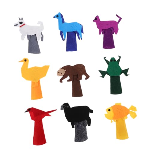 INOOMP 9 Stück Cartoon Animal Puppet Puppenspielzeug Zum Geschichtenerzählen Handpuppen Fühlten Tierisch Fingerpuppen Filztierhandpuppen Familie Fingerpuppen Tierpuppen Gefühlt von INOOMP