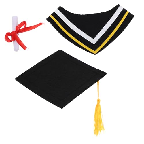 INOOMP Abschlussoutfit für Plüschbären Graduierungskostüm mit Gelber Schärpe Quasten und Zertifikat Süßes Accessoire für Bachelor und Doktorandenabschlüsse von INOOMP