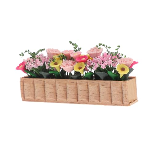 INOOMP Blumenmodell Aus Holz Miniatur Fee Mini Puppenhaus Pflanzgefäß Dekorationen Puppenhäuser Kinderzimmer Innenminiaturen Puppenzimmer Puppenhaus Töpfe Realistische von INOOMP