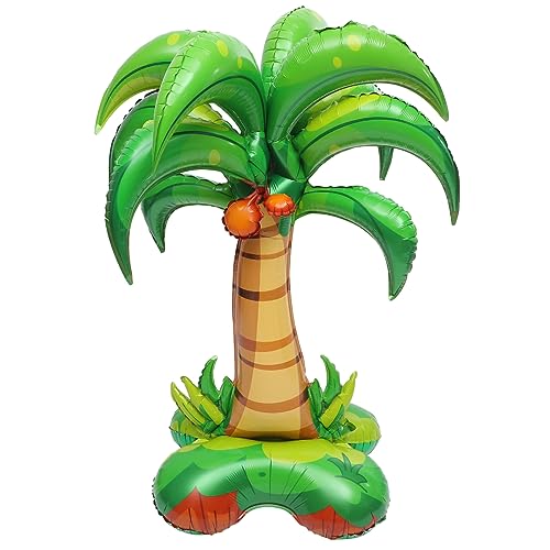 INOOMP Dreidimensionale Kokosnussbaum Ballondekoration Strandbaum Aufblasbare Aufblasbare Palmen Für Partys Künstliche LED Folienballons Blätter Grüne Aluminiumfolie von INOOMP