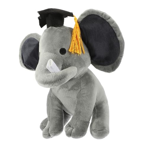 INOOMP Elefant Puppe Schule Abschluss Elefantplüsch Riese ausgestopft entzückendes Kuscheltier Cartoon-Elefantenpuppe entzückende Elefantenpuppe Plüschtier Stoff Grey von INOOMP