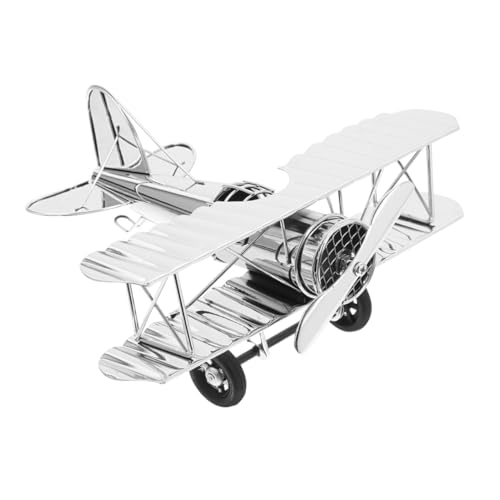 INOOMP Flugzeugmodell Hängende Ornamentflugzeug Vintage Flugzeugdekor Vintage-Spielzeugmodell Miniaturflugzeug aus Metall Vintage-Flugzeug- Desktop-Ebene Eisen Silver von INOOMP