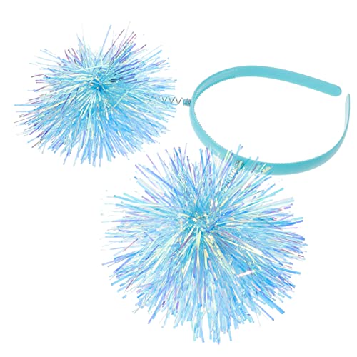 INOOMP Haargummi Haarnadel Party-stirnbänder Kind Bunt Mädchen Stirnband Rosa Zubehör Party-pom Flauschiger Bommel Pom Pom Stirnbänder Für Frauen Süße Stirnbänder Blau Plastik von INOOMP