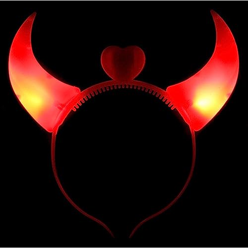 INOOMP Halloween Teufelshörner Stirnband LED Teufelshorn Stirnband Halloween Leuchtende Dämonenhörner Stirnband Leuchtende Teufelsohren Kopfschmuck (Rot) von INOOMP