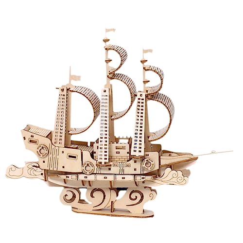 INOOMP Holzpuzzle Segelboot Modell DIY Nautisches aus Hochwertigem Holz für Erwachsene Eltern Interaktion Dekoration für Zuhause von INOOMP
