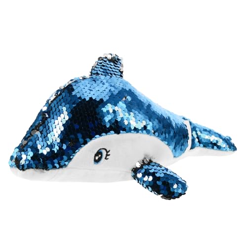INOOMP Kleiner Delphin Plüsch-Delphin- Delphin-Puppe Kuscheltier im Schlafzimmer entzückender Plüsch- Delphinspielzeug ausgestopfter Pailletten Blue von INOOMP