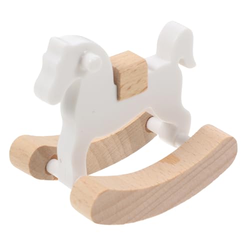 INOOMP Kleines Spielzeugpferd aus Holz Puppenstubenstuhl Modell Mini Schaukelpferd für kinderspielzeug schaukelstuhl Mini-Puppenhaus- Puppenhaus-Pferdestuhl Holz. S von INOOMP