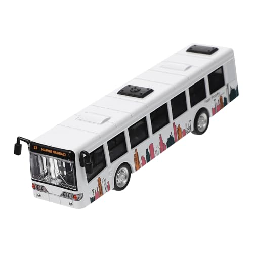 INOOMP Legierungsbusmodell Cars Bus Kinderspielzeug Bussmodell Spielzeugauto Spielzeugbus für Kleinkinder Modellbus Realistisches Busmodelle ABS-Kunststoff Weiß von INOOMP