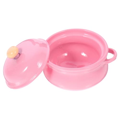 INOOMP Mini Candy Farbsuppe Topf Bildungs-Mini-Kochgeschirr dekorative Miniaturtöpfe Küchensimulationstöpfe Mini-Kocher pädagogische Töpfe Miniatur-Suppentopf Keramik Rosa von INOOMP