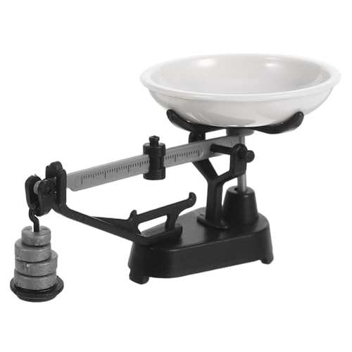 INOOMP Mini -mechanische Tabellenskala Vintage-Waage Miniaturhausmöbel Mini-Balance-Modell Winziges Waagen- Miniatur-szenenmodell Kleine Waage Retro-Waage Black Plastik von INOOMP