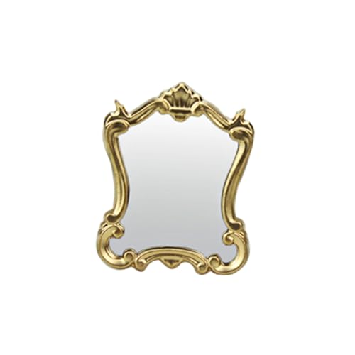 INOOMP Miniatur Puppenhausmöbel Zubehör Antike Puppenmöbel Retro Heimdekor Spiegel Miniatur Modell Badezimmer Vintage Heimdekor Mini Vintage Möbel Kunstharz Roségold von INOOMP