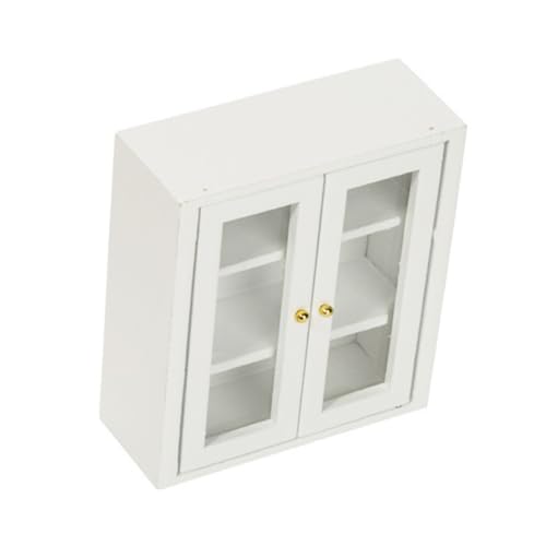 INOOMP Miniatur Szene Möbel Schrank Puppenhaus Tür Fenster Tiny House Miniaturen Mini Dekoration Mini Möbel Requisite Mini Schrank Küche Kleines Holz Weiß von INOOMP