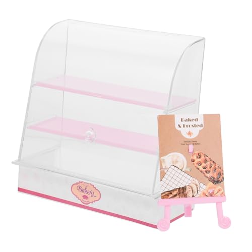 INOOMP Miniatur-kuchenschrank- Puppenhaus-miniaturartikel Puppenhaus-Kuchen-Display Miniaturen Stand Miniaturmöbel Puppenhausmöbel Miniaturschrank Mini-ladenschrank Abs Rosa von INOOMP