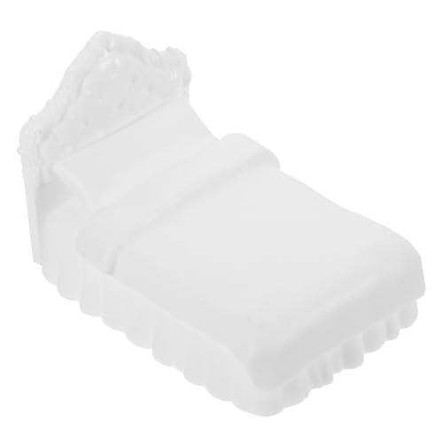 INOOMP Modell Bett Miniatur-puppenstubenbett Puppenhauszubehör Bett Mini-doppelbettmodell Mini- -kit Puppenhausbettwäsche Mini Möbelmodelle Puppenhaus Doppelbett Winziges Bett Plastik von INOOMP