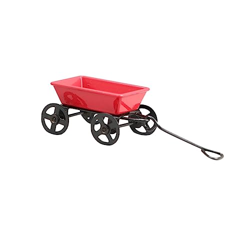 INOOMP Puppenhausdekoration Modell Schubkarre Miniatur-Schubkarre für Puppenhaus Puppenhaus-Miniaturen Wagen Warenkorb-Modell Puppenhaus Zubehör Miniaturkarren Legierung rot von INOOMP