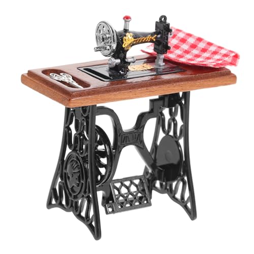 INOOMP Retro -Nähmaschinenmodell Miniatur winzig nähmaschine Mini-Hauseinrichtung Spielgeschenk vortäuschen Tiny-House-Einrichtung Zinklegierung Brown von INOOMP