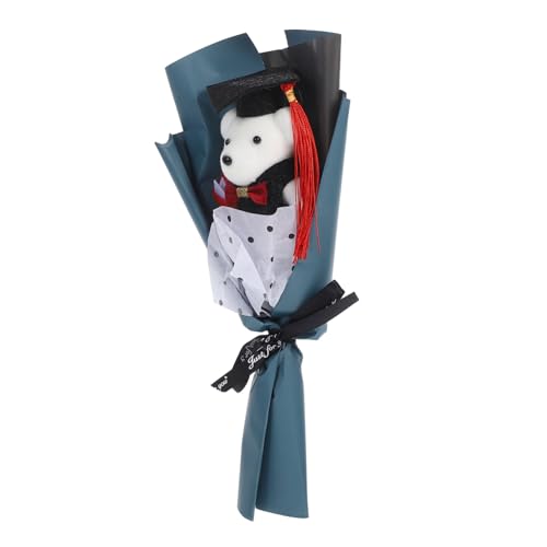 INOOMP Schicke Bärenpuppe Mit Blumenstrauß Zur Abschlussfeier Foto Requisite Partygeschenk Plüschbär Abschlussoutfit Für Unvergessliche Feierlichkeiten Zur Abschlusssaison von INOOMP
