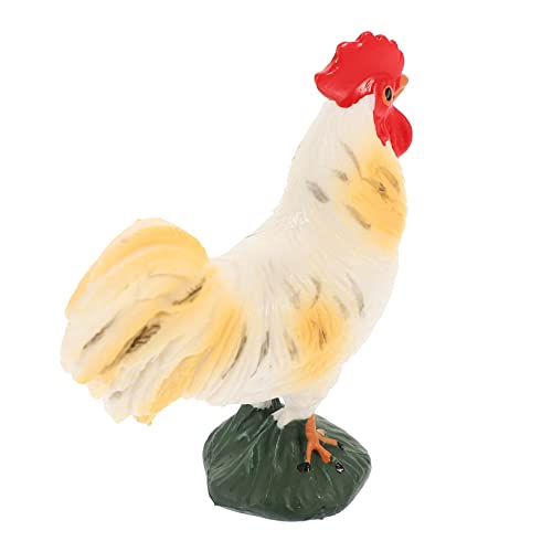 INOOMP Schwanzmodell Ornament Tischhahn Form Hahn Figur Bauernspielzeug Gartenhuhn-Statue Simulation Hahnmodell Hühnerfigur Simulationshuhn Simulationsdekor lustiges Hahnmodell Abs Weiß von INOOMP