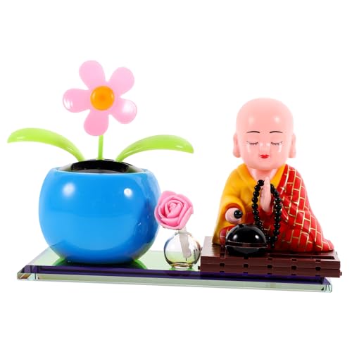 INOOMP Solarbetriebene Cartoon Mönch Auto Deko Wackelfigur mit Bonsai Blume Kopf Nickend Langlebige Dashboard Verzierung Praktische Auto Innenraum Dekoration Niedliche Schüttelfigur INOOMP Solarbetriebene Cartoon Mönch Auto Deko Wackelfigur mit Bonsai Blume Kopf Nickend Langlebige Dashboard Verzierung Praktische Auto Innenraum Dekoration Niedliche Schüttelfigur von INOOMP