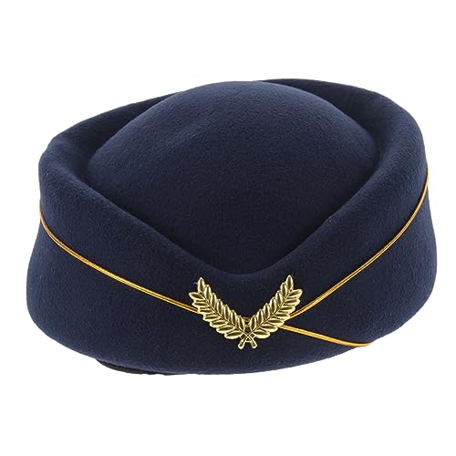 INOOMP Stewardess-Hut groß Festivalhut retro Dame Luft Hostess Feind Flugmützen Stewardess Mützen Flugzeughut Stewardess-Hüte für Frauen einheitlicher Cosplay-Hut Imitation Monny Navy von INOOMP