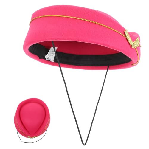 INOOMP Stewardess-hut Stewardess -kostüm Rosa Flugbegleitermütze Uniformen Für Flugbegleiter Blau Flugbegleiter Kostüm Damen Party Flügel Modisch Frauen Hut Ö Imitation Monny Rosig von INOOMP