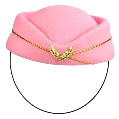INOOMP Stewardessenhut Für Damen Flugbegleiterhut Rosa Stewardessen Uniformhut Propeller Wollmütze Für Flugbegleiter Flugbegleiterhut Massenflugzubehör Süße Fliege Cosplay Monny von INOOMP