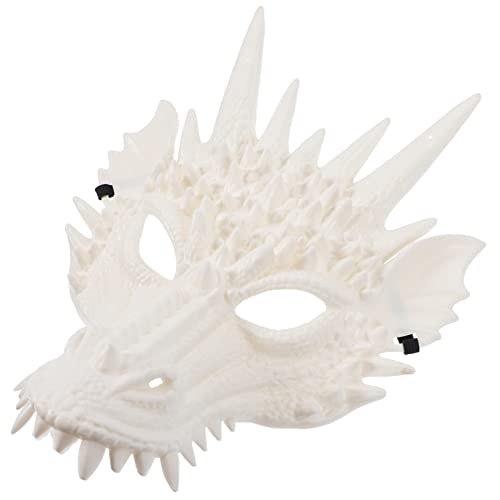 INOOMP Vollgesichtige Drachenmaske Drachenmaskerade Halloween-drachenkostüm Beängstigend Maskenkostüm Maskerade Drachenmaske Halloweenkostüm Tierische Maske Realistisch Weiß Plastik von INOOMP