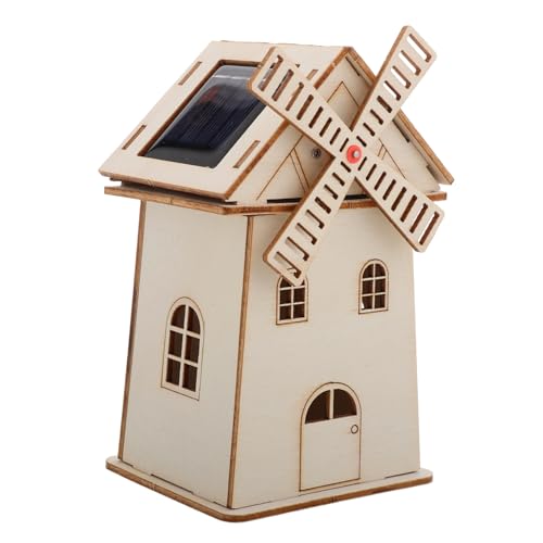 INOOMP Windmühlen-Ornamente Aus Holz Solarspielzeug Windmühlenspielzeug Für Solarbetriebene Windmühle Solare Windmühle DIY Solarbetriebenes Windmühlenmodell Hölzern von INOOMP