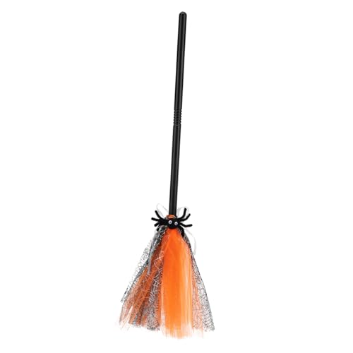 INOOMP Zaubererbesen Hexenkostüm Zubehör Hexenzubehör Halloween Hexenbesen Hexenbesen Kostüm Halloween Netzbesen Hexenbesenstiel Kunststoff Orange von INOOMP