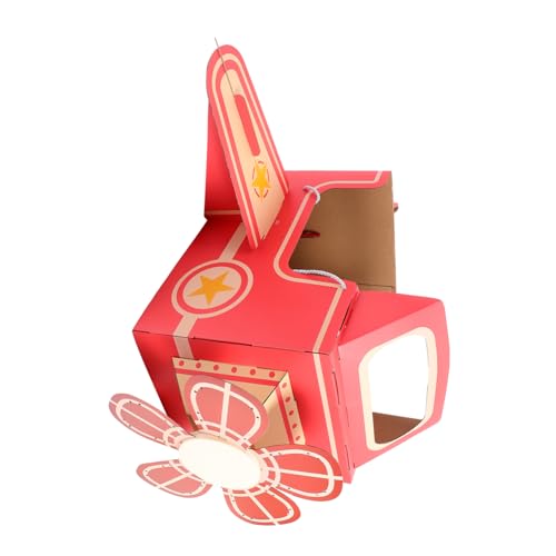 INOOMP bastelset basteln für funnytoys Kinderflugzeug Flugzeugkostüm für Party puzzlekleber Karnevalshandwerk Segelflugzeug Modell selber Bauen Papier Rosa von INOOMP
