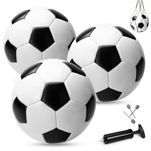 INPODAK 3er Pack Größe 3 Fußball,Schwarz-Weißer Fußball mit Handpumpe,Fußbälle für Kinder von 5 bis 10 Jahren,Fußbälle für das Jugendtraining,Robuste Komplettset Trainingsbälle für Verein & Jugend INPODAK 3er Pack Größe 3 Fußball,Schwarz-Weißer Fußball mit Handpumpe,Fußbälle für Kinder von 5 bis 10 Jahren,Fußbälle für das Jugendtraining,Robuste Komplettset Trainingsbälle für Verein & Jugend von INPODAK