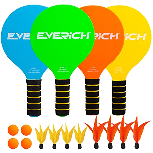 INPODAK Beach Ball Spiel Set,Strandball Schlägerset für Kinder,4 Schläger, 8 Federbälle, 4 Bälle,Paddleball Spielset,Sommer Strand Pool Garten Spiel für Familie und Party INPODAK Beach Ball Spiel Set,Strandball Schlägerset für Kinder,4 Schläger, 8 Federbälle, 4 Bälle,Paddleball Spielset,Sommer Strand Pool Garten Spiel für Familie und Party von INPODAK