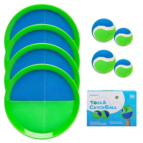 INPODAK Klettballspiel für Kinder ab 3 4 5 6, Kinder Klettspiel Ball mit 4 Fangscheiben und 4 Bällen, Fangen Kugelsatz ab 3 4 5 6 Jahren für Party INPODAK Klettballspiel für Kinder ab 3 4 5 6, Kinder Klettspiel Ball mit 4 Fangscheiben und 4 Bällen, Fangen Kugelsatz ab 3 4 5 6 Jahren für Party von INPODAK