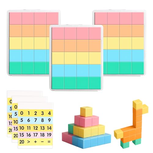 INQUIRLLY Magnetische Bausteine Blöcke für Kinder, 60 Stück Magnetbausteine Magnet Spielzeug Kinder, Magnetisches Spielzeug Mit 3 Zahlenaufkleber, für Jungen und Mädchen ab 3 Jahre(2cm x 2cm) von INQUIRLLY