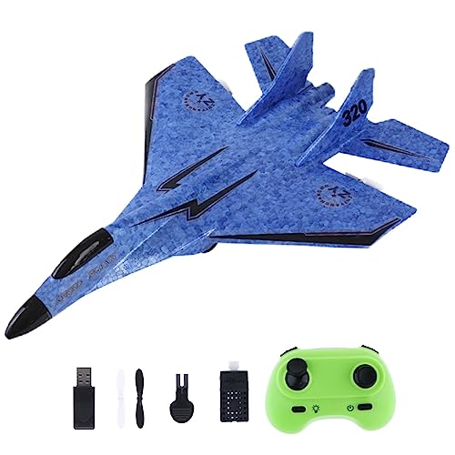 RC Flugzeug 2 Kanal, Schaumstoff Flugzeug Ferngesteuert Leicht mit LED-Licht, Segelflugzeug Kinder Einfach zu Fliegen, RC Planes Remote Control Airplane Model für Anfänger Erwachsene, Rot (Blau) von INRLEWGB