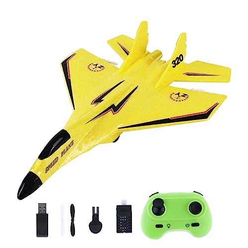 RC Flugzeug 2 Kanal, Schaumstoff Flugzeug Ferngesteuert Leicht mit LED-Licht, Segelflugzeug Kinder Einfach zu Fliegen, RC Planes Remote Control Airplane Model für Anfänger Erwachsene, Rot (Gelb) von INRLEWGB