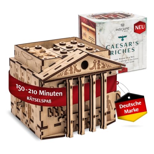 INSCAPE Caesar´s Riches - Rätselbox Holz - Puzzle Box - Escape Room Spiel Erwachsene und Kinder - Knobelspiele für Erwachsene - 3D Holzpuzzle - Cluebox - Denkspiele von INSCAPE