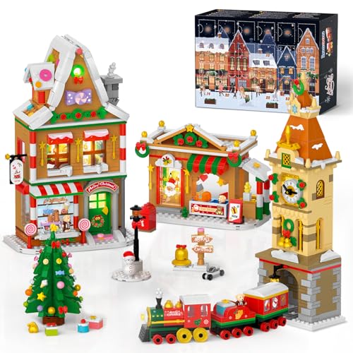 INSOON 2025 Adventskalender Weihnachtliches Bauspielzeug mit Licht, 24-tägiges Countdown Stadt Mini Baustein Set mit Weihnachtsbaum, Geschenk Klemmbausteine für Erwachsene Kinder Jungen Mädchen ab 8+ INSOON 2025 Adventskalender Weihnachtliches Bauspielzeug mit Licht, 24-tägiges Countdown Stadt Mini Baustein Set mit Weihnachtsbaum, Geschenk Klemmbausteine für Erwachsene Kinder Jungen Mädchen ab 8+ von INSOON