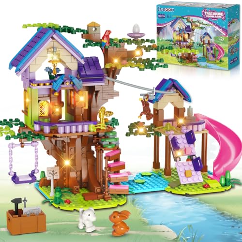 INSOON Baumhaus Bauspielzeug mit LED Licht, 762 Stück Baumhaus Bausatz, Freundschaft Waldhaus Baukasten, Geburtstags Geschenk für Kinder Mädchen Jungen im Alter von 6 7 8 9 10 11 12+ Jahre alt INSOON Baumhaus Bauspielzeug mit LED Licht, 762 Stück Baumhaus Bausatz, Freundschaft Waldhaus Baukasten, Geburtstags Geschenk für Kinder Mädchen Jungen im Alter von 6 7 8 9 10 11 12+ Jahre alt von INSOON