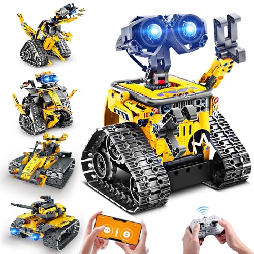 INSOON Technik Roboter Kinder Bauspielzeug 5-in-1 App & Fernsteuerung Wall Roboter Technic Robot Panzer Dinosaurier RC Spielzeug Geburtstags Geschenk für Kinder ab 6-12+ Jahre Jungen Mädchen 520 Stück von INSOON
